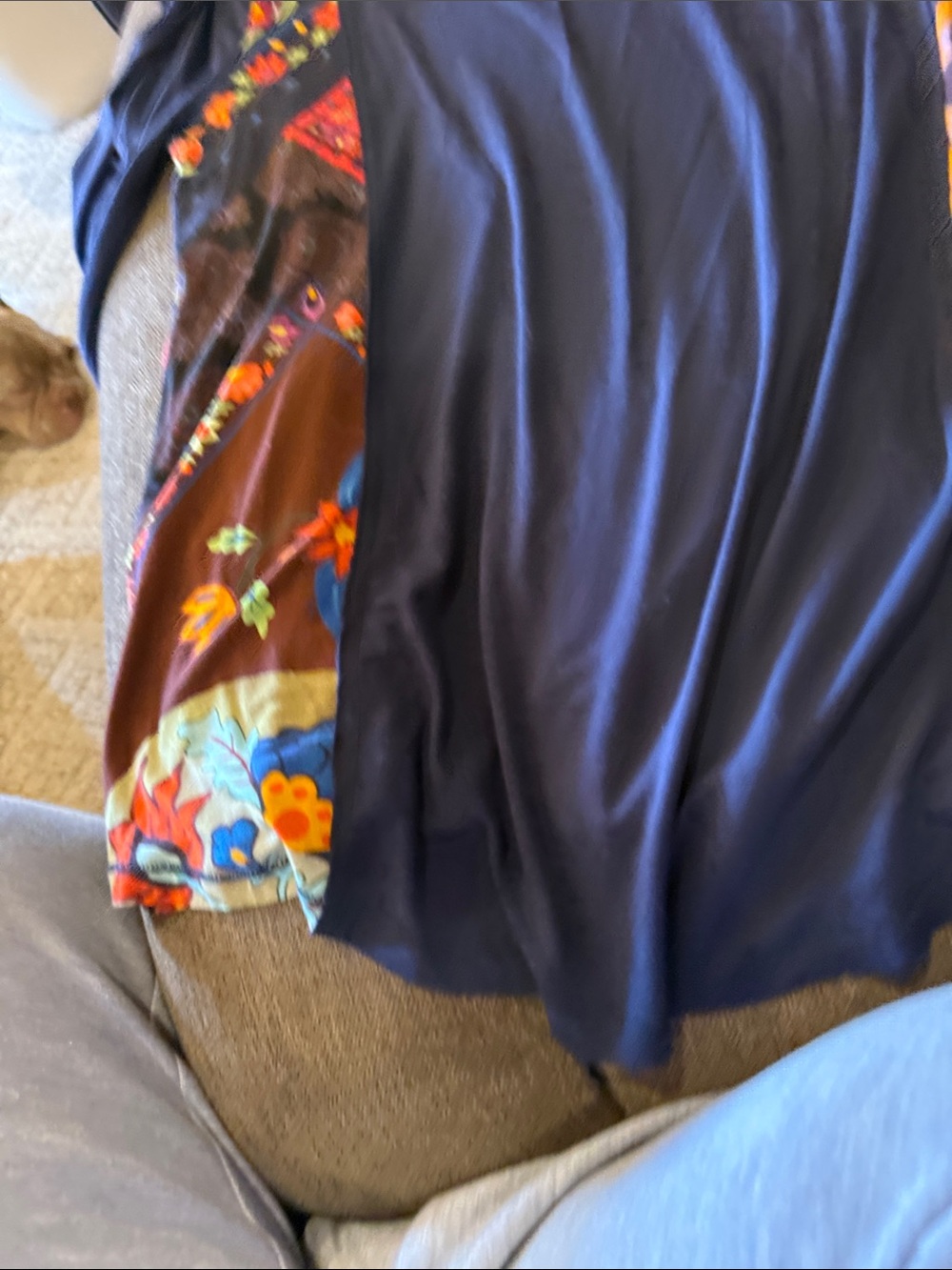 Desigual Navy Multicolor Floral Patchwork Scoop Neck Top - Picture 3 of 3